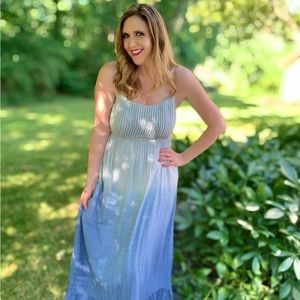 Blue Ombre Spaghetti Strap Maxi Dress (Size Small)